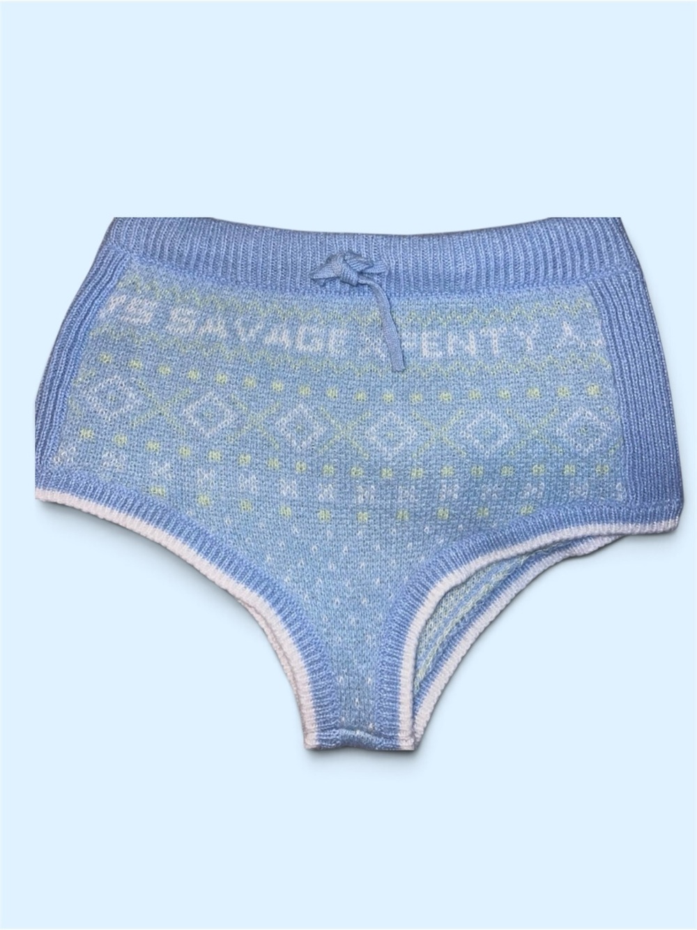 Savage X Fenty Frost Smitten Knit Booty Shorts – Moon Daisy Blue large